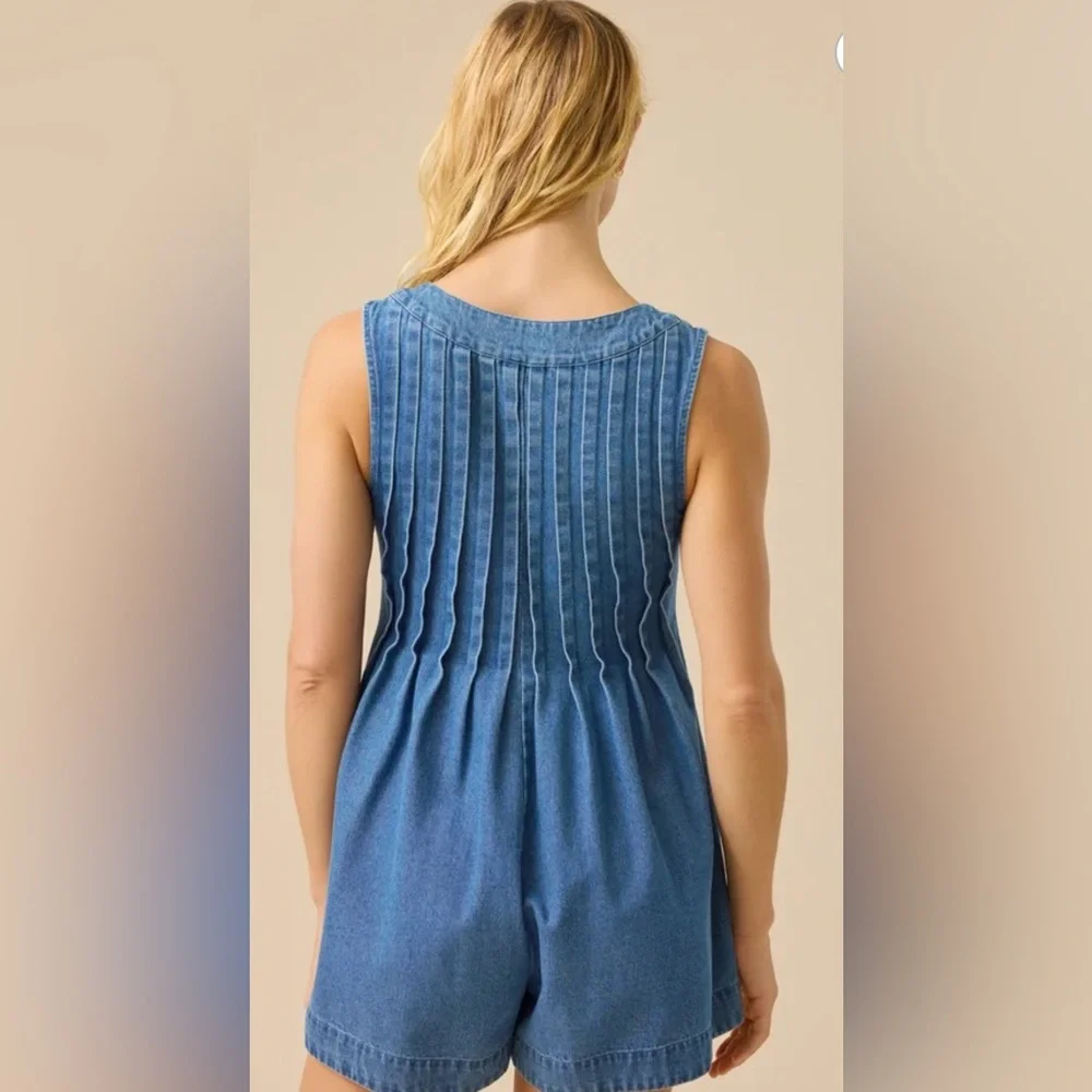 Altar'd State Evie Denim Romper- NWOT - Picture 4 of 7